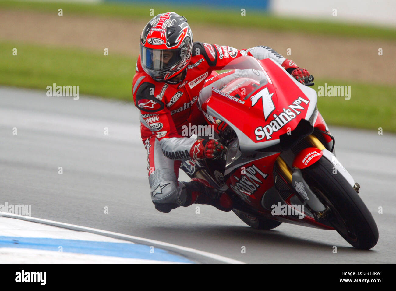 Motorradfahren - großer Preis von Großbritannien - Moto GP - Rennen. Carlos Checa in Aktion Stockfoto