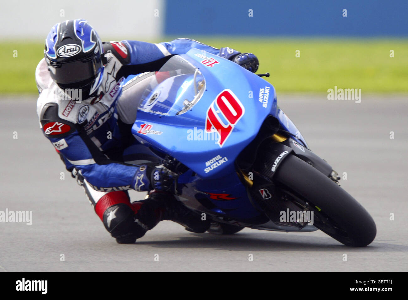 Motorradfahren - großer Preis von Großbritannien - Moto GP - Qualifikation. Kenny Roberts in Aktion Stockfoto