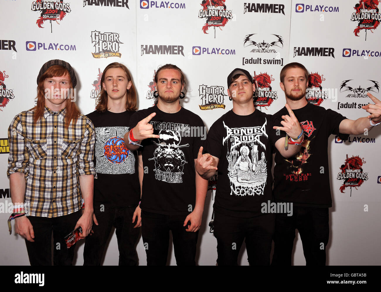 Trigger das Blutvergießen kommen in der Indigo Konzerthalle, für die Metal Hammer Golden Gods Awards in der O2 Arena in Greenwich South East London. Stockfoto