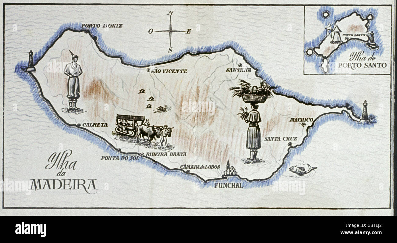 topographische karte madeira Geographie / Reisen, Portugal, Madeira, topografische Karte, 1958 