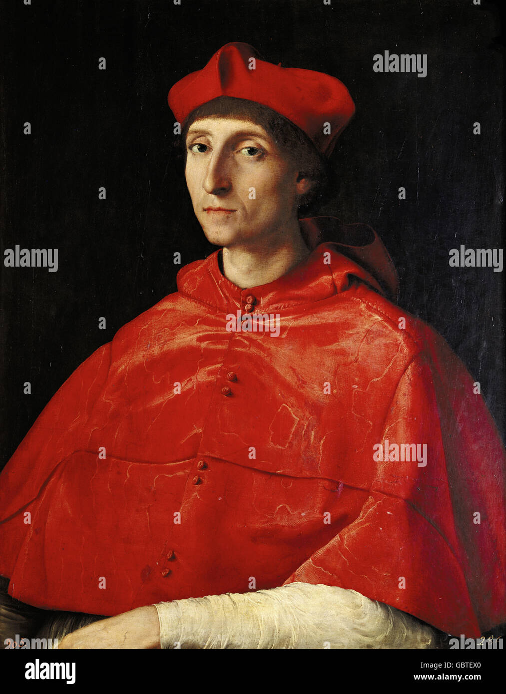 Bildende Kunst, Raphael (Raffaele Santi, 1483-1520), "Bildnis eines Kardinals", Gemälde, ca. 1510-1512, Museo del Prado, Madrid, Stockfoto