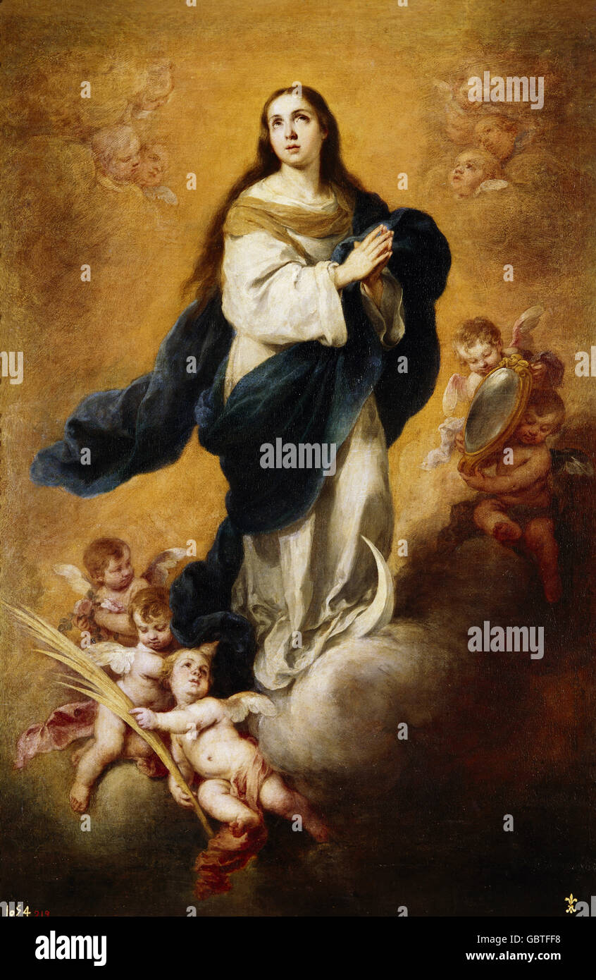 Bildende Kunst, Murillo, Bartolome Esteban (1618-1682), Malerei, "Immaculata", Öl auf Leinwand, 1670/1680, Prado, Madrid, Stockfoto