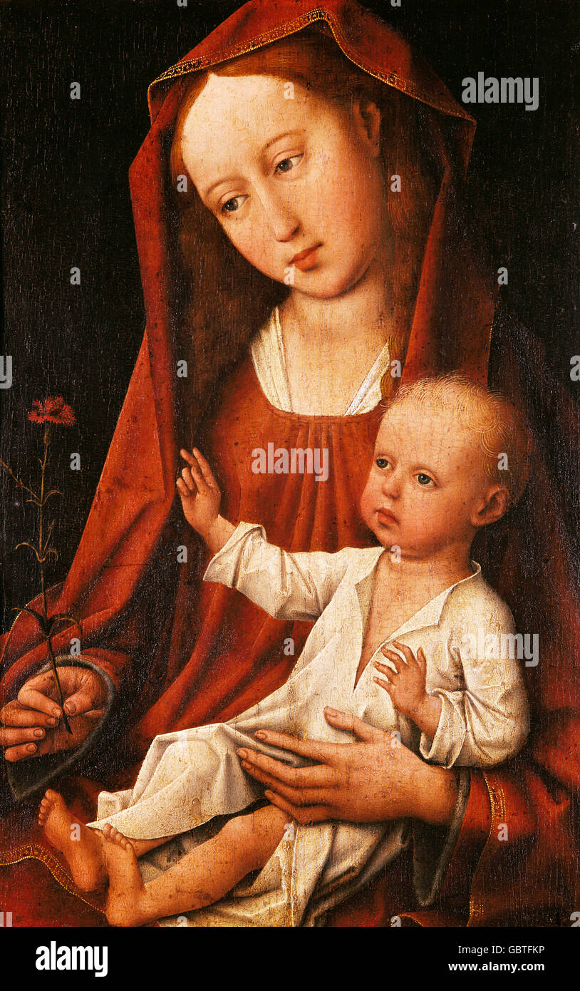 Bildende Kunst, Weyden, Rogier van der (1399-1464), Schule, malen, Madonna mit Nelke, Museum Voor Schone Kunsten, Ghent, Stockfoto