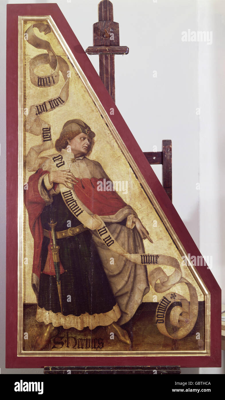 Bildende Kunst, sakrale Kunst, Heilige, Heilige Hermes, Panel von Conrad Laib, Mitte des 15. Jahrhunderts, Salzburg Museum Carolino Augusteum, Stockfoto