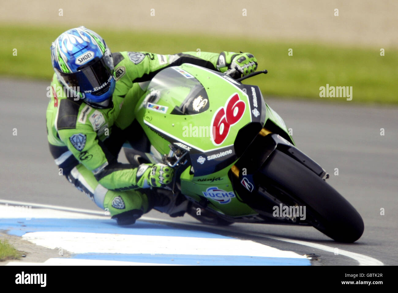 Motorradfahren - großer Preis von Großbritannien - Moto GP - Qualifikation. Alex Hofmann in Aktion Stockfoto