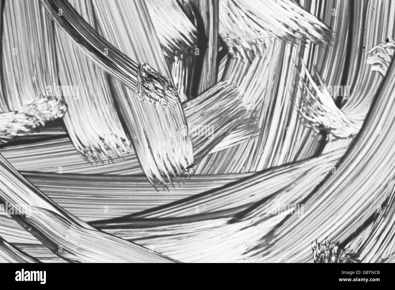 Abstrakte schwarz-weiß Ölgemälde Fragment, expressive Pinselstruktur Striche Stockfoto