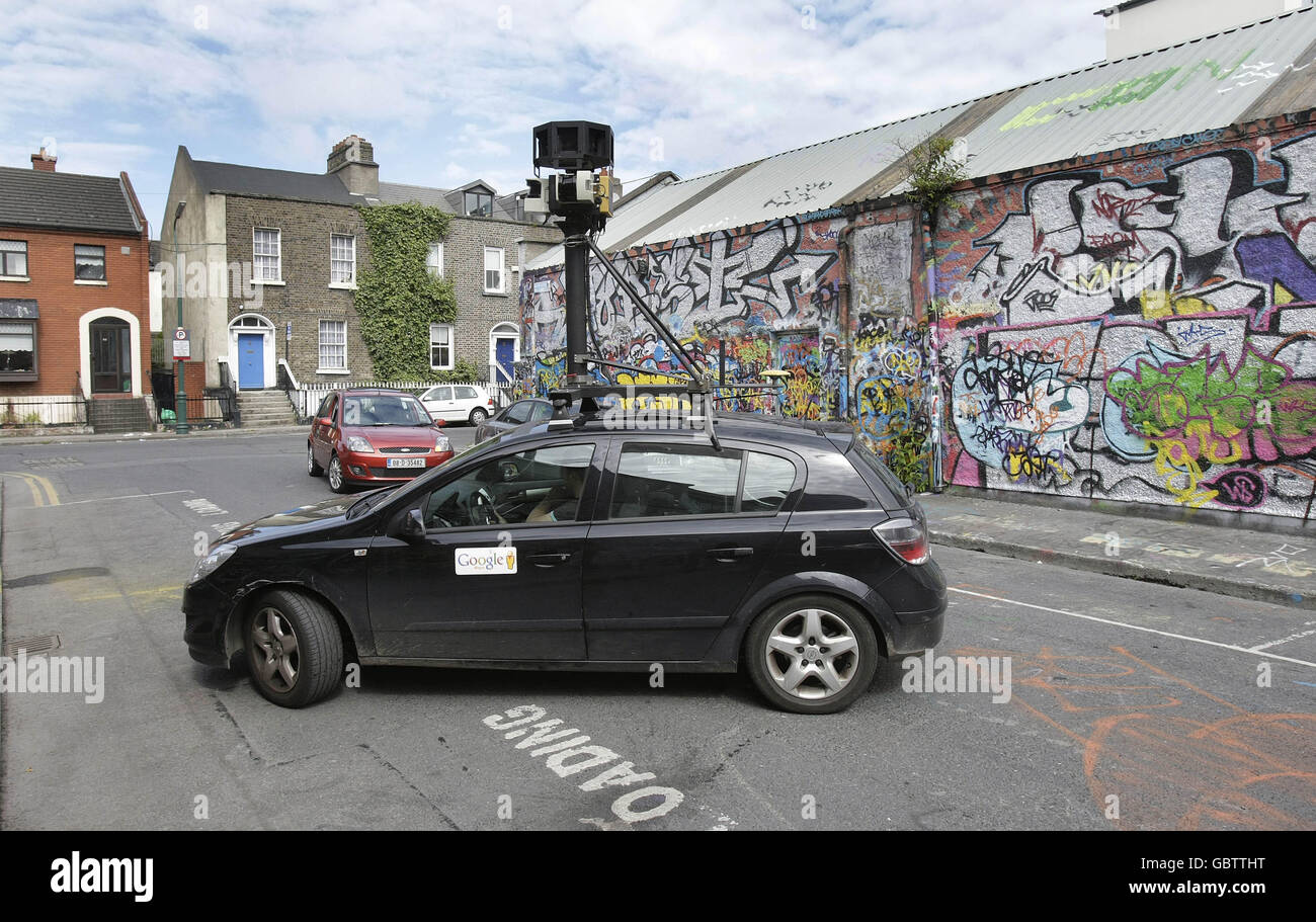 Google Street View Auto. Stock Foto von einem Google Street View Auto in der Pearse Street in Dublin. Stockfoto
