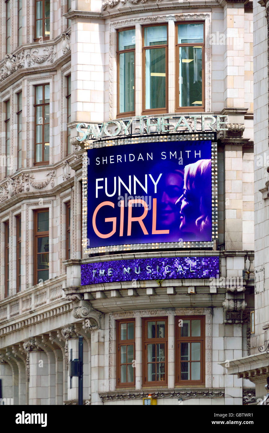 London, England, Vereinigtes Königreich. Funny Girl, Musical Darsteller Sheridan Smith im Savoy Theatre, Strang, Juli 2016 Stockfoto