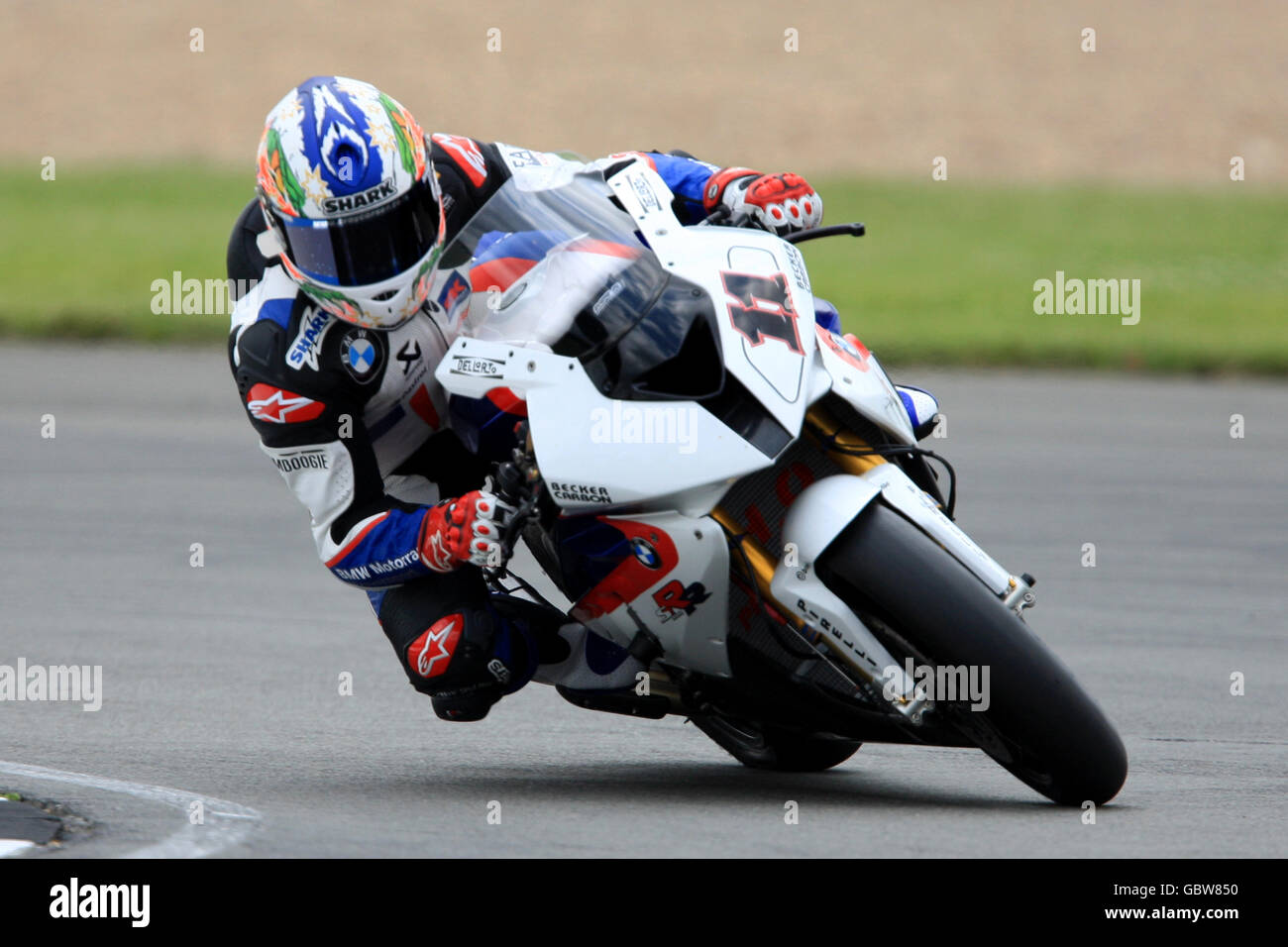 Motorradfahren - SBK World Superbike Championship 2009 - Qualifying - Donington Park. Troy Corser, BMW Motorrad Motorsport Stockfoto