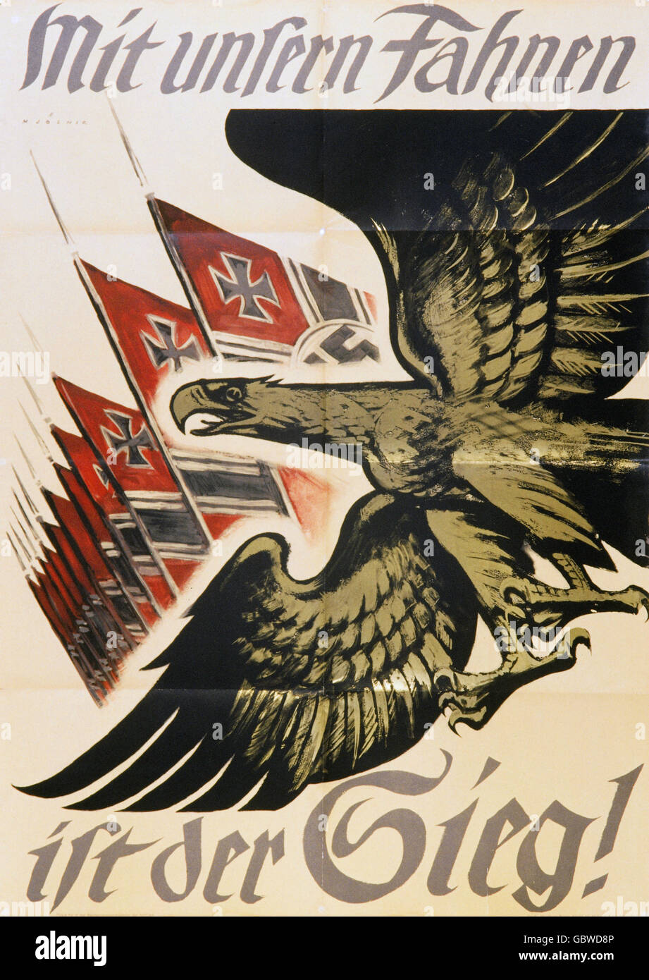Veranstaltungen, 2. Weltkrieg, Propaganda, Deutschland, 'mit unseren Fahnen ist der Sieg', Plakat, 1940, Zusatzrechte-Clearences-nicht vorhanden Stockfoto