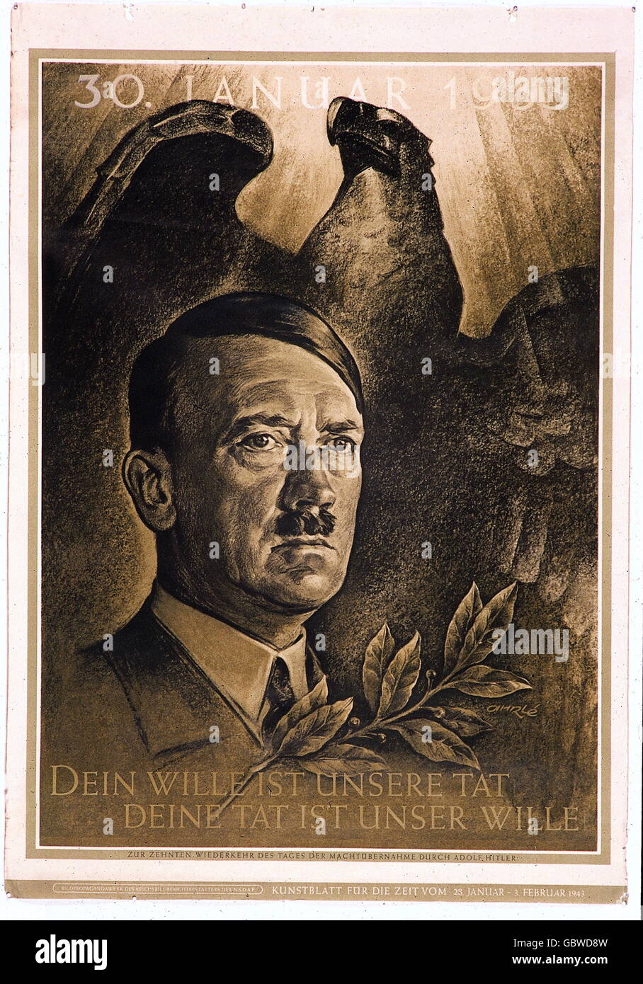 Nationalsozialismus, Propaganda, Kunstdruck, anlässlich des 10. Jahrestages der Machtübernahme Adolf Hitlers (30.1.1933), 1943, Zusatzrechte-Clearences-nicht vorhanden Stockfoto