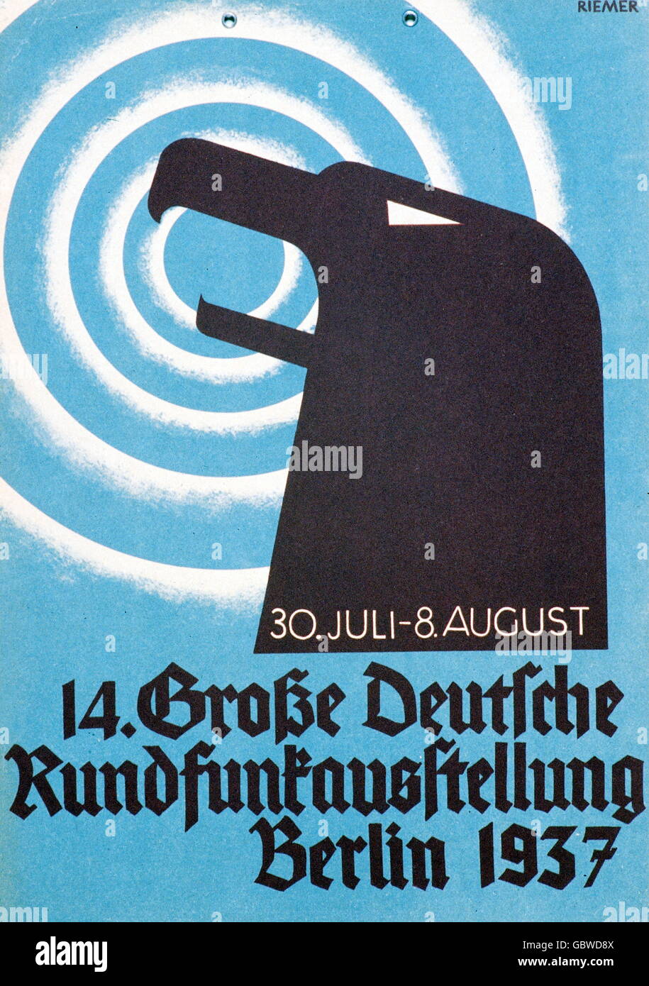 Rundfunk, Ausstellungen, 14. Deutsche Rundfunkausstellung, Berlin, 30.7.- 8.8.1937, Zusatzrechte-Clearences-nicht vorhanden Stockfoto