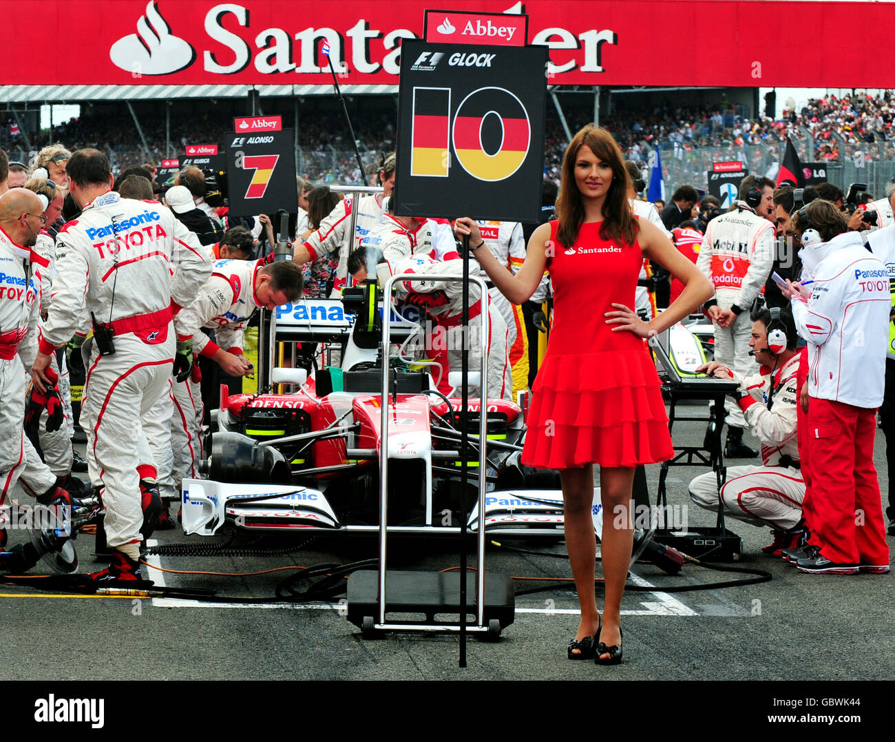 Motorsport - Formel-1-Weltmeisterschaft - Großer Preis Von Großbritannien - Rennen - Silverstone. Ein Blick auf die Startaufstellung vor dem British Grand Prix von Santander in Silverstone. Stockfoto