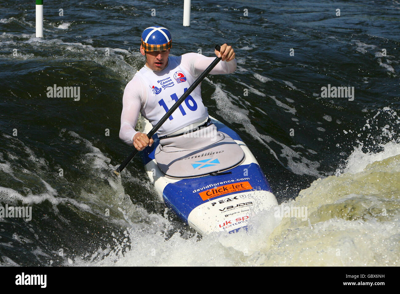 Wassersport - Kanuslalom-Europameisterschaften 2009 - Holme Pierrepont. Der britische Adam Marshall während des Vorläuferevents Stockfoto