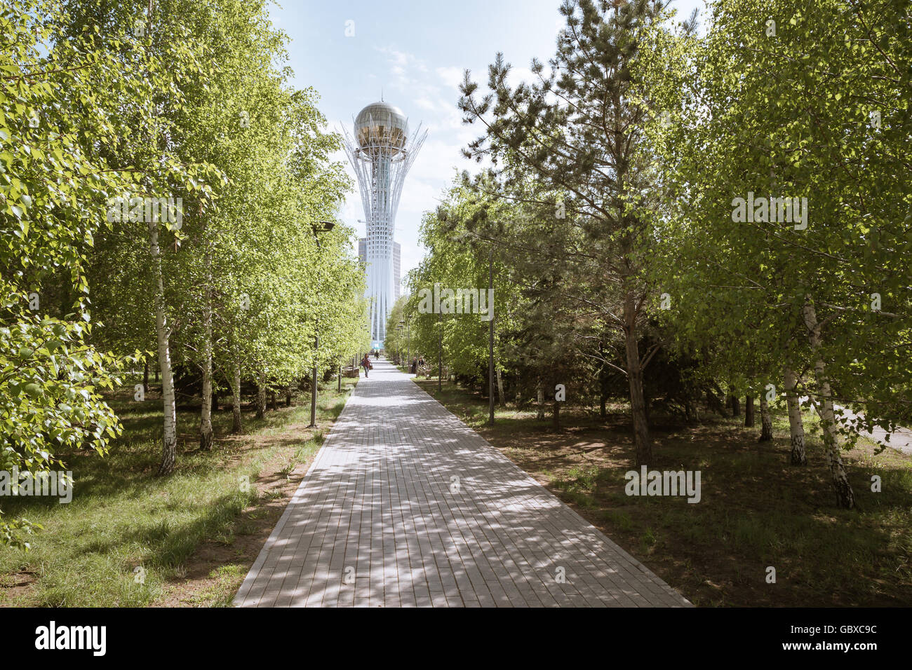 Abend in der Stadt Astana, Kasachstan, Zentralasien Stockfoto