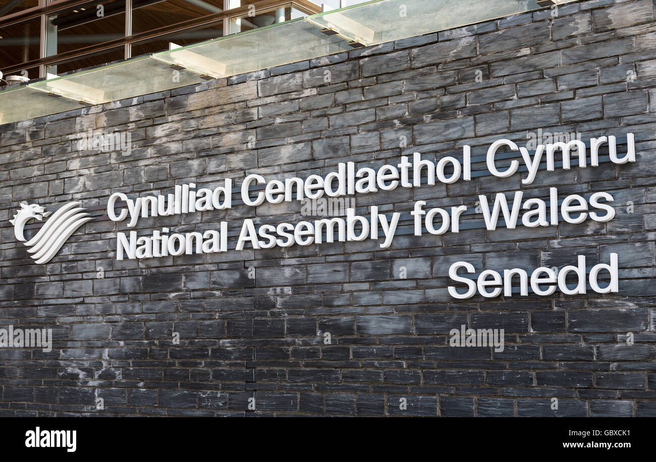 Senedd Welsh Gebäude der Nationalversammlung für Wales, Cardiff Bay, UK Stockfoto