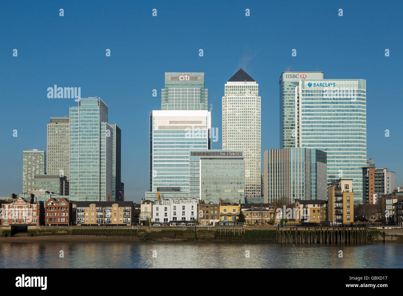 Canary Wharf Skyline Geschäftsviertel, Banken, London, England Stockfoto