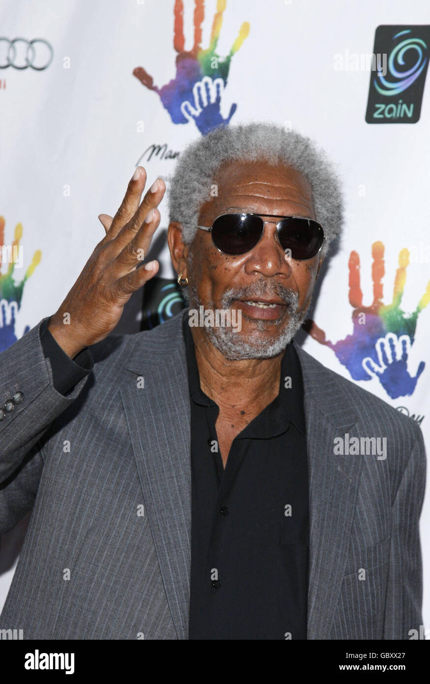Schauspieler Morgan Freeman nimmt am Mandela Day: A 46664 Festkonzert in der Radio City Music Hall in New York City Teil. Stockfoto