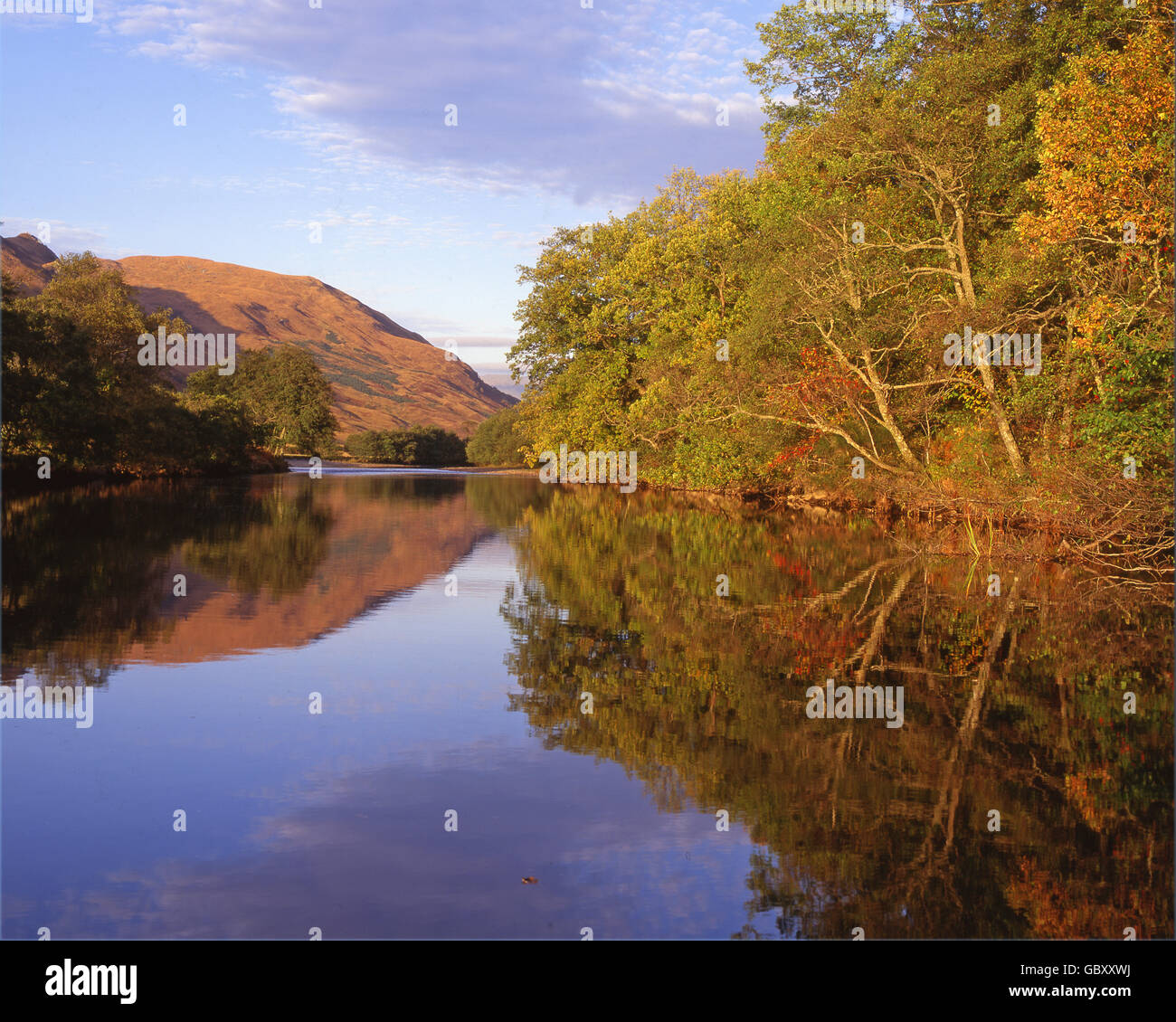 Herbst Reflexionen auf dem River Orchy, Argyll Stockfoto
