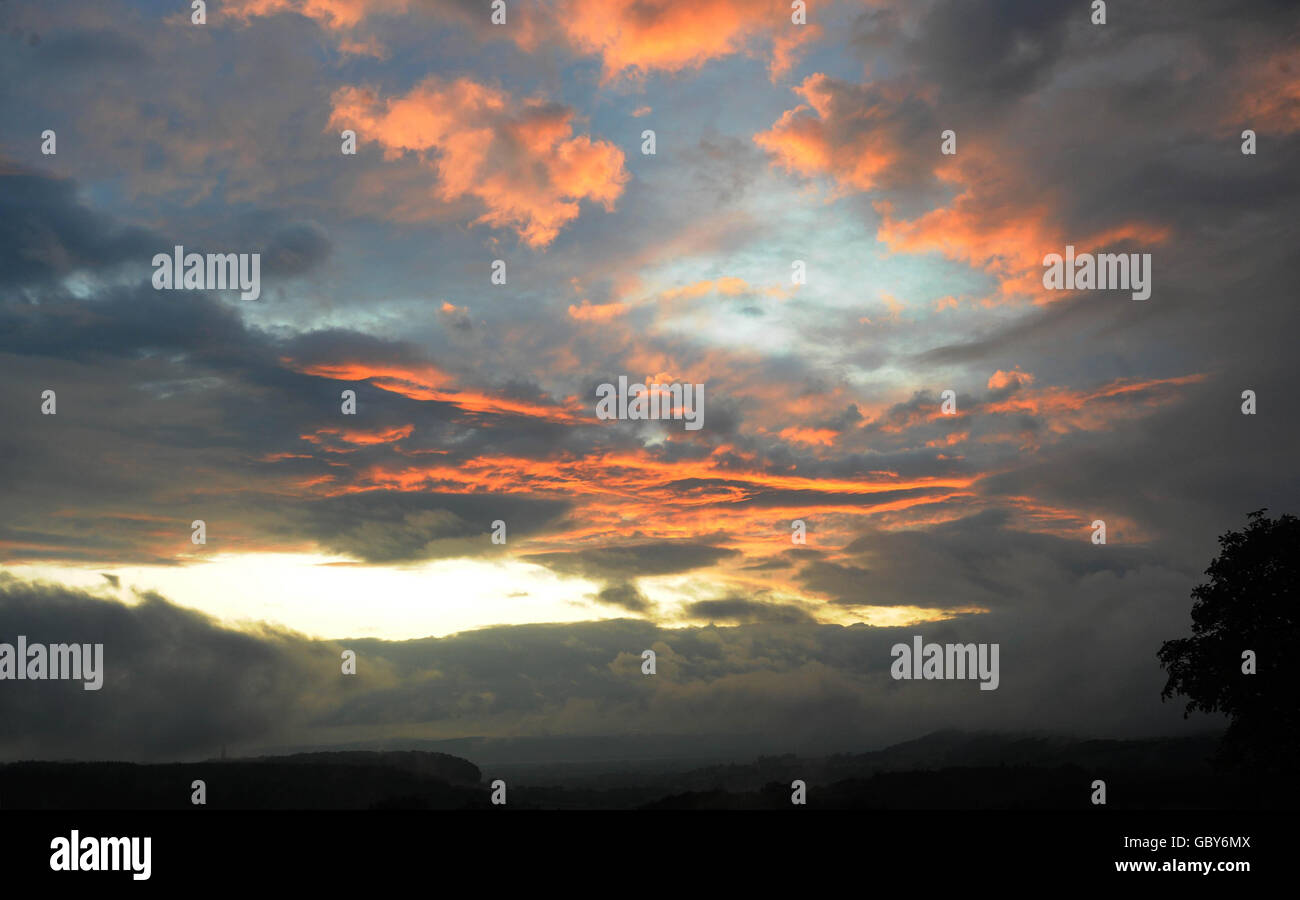 Sonnenuntergang in Gloucestershire Stockfoto