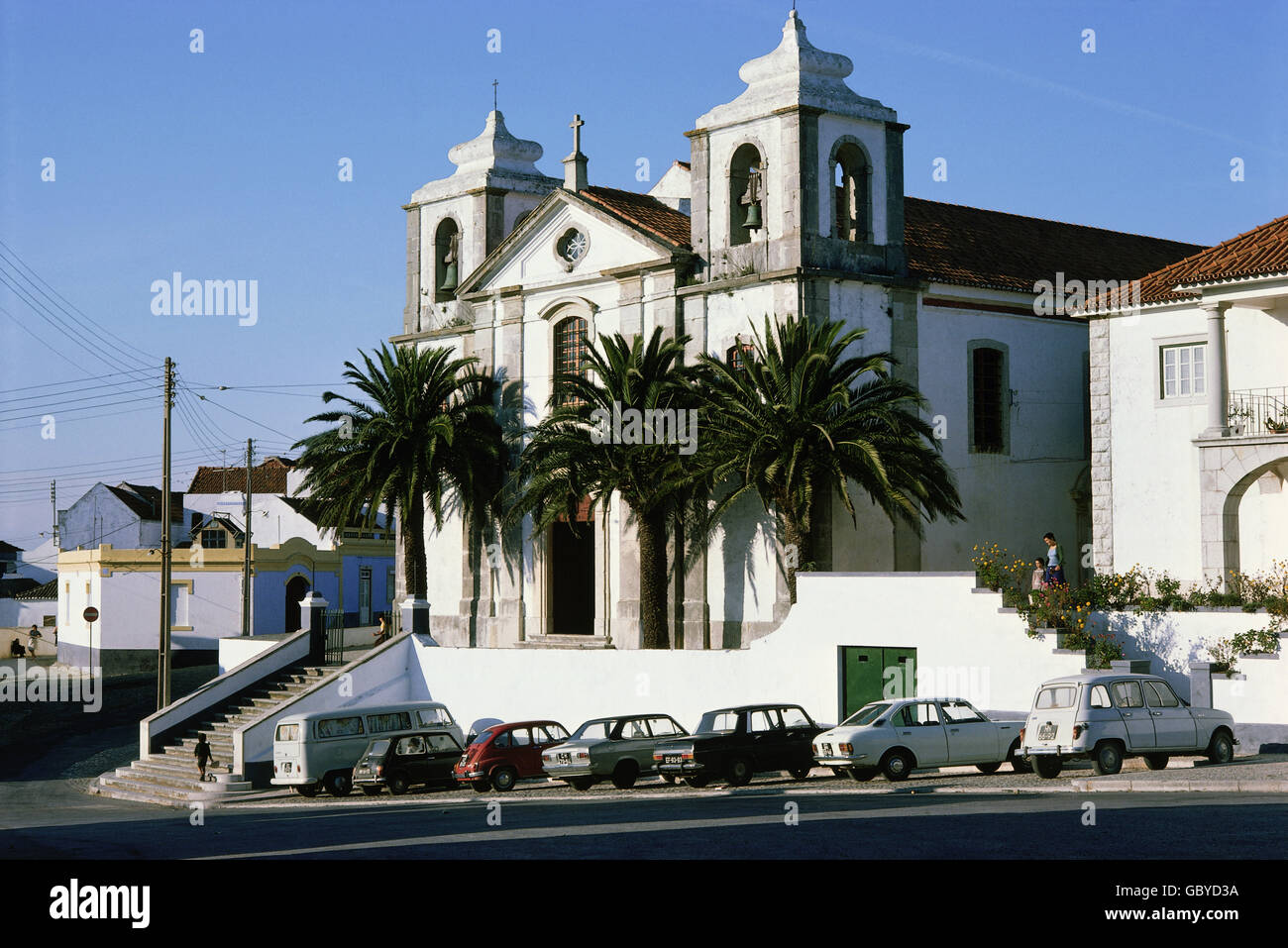 Geographie / Reisen, Portugal, Palmela, Klosterkirche der Pousada Palmela (Kloster des Heiligen Jakob), Außenansicht, 1975, Additional-Rights-Clearences-not available Stockfoto