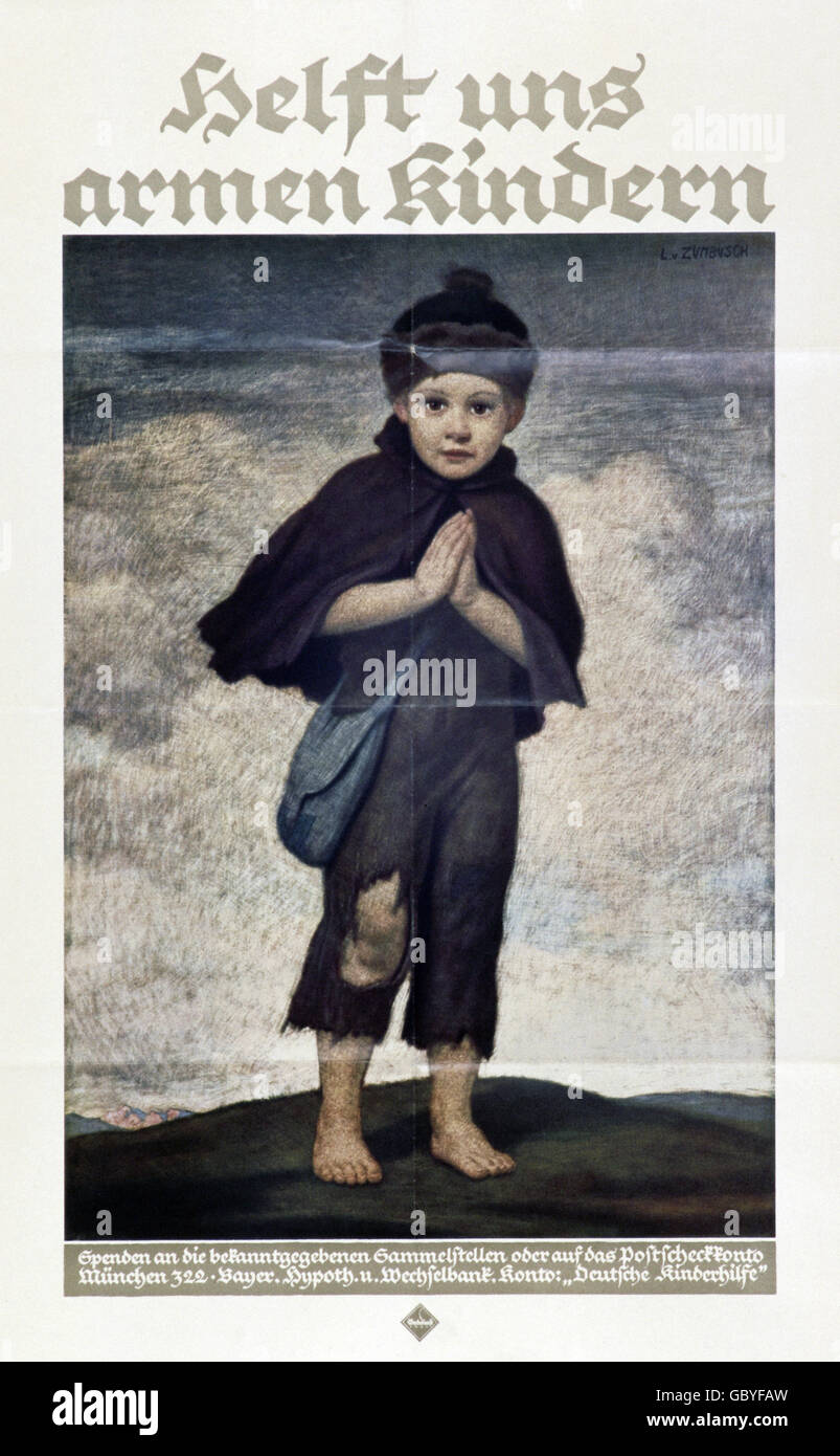 Plakat, 'hilft uns armen Kindern', Deutschland, 1920er Jahre, zusätzliche-Rechte-Clearences-nicht vorhanden Stockfoto