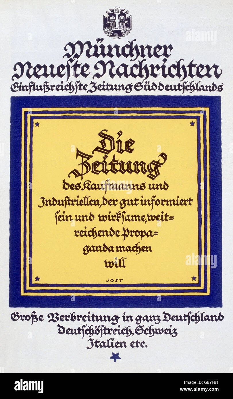 Presse / Medien, Zeitschriften, Münchner Neueste, Zusatz-Rechte-Clearences-nicht vorhanden Stockfoto