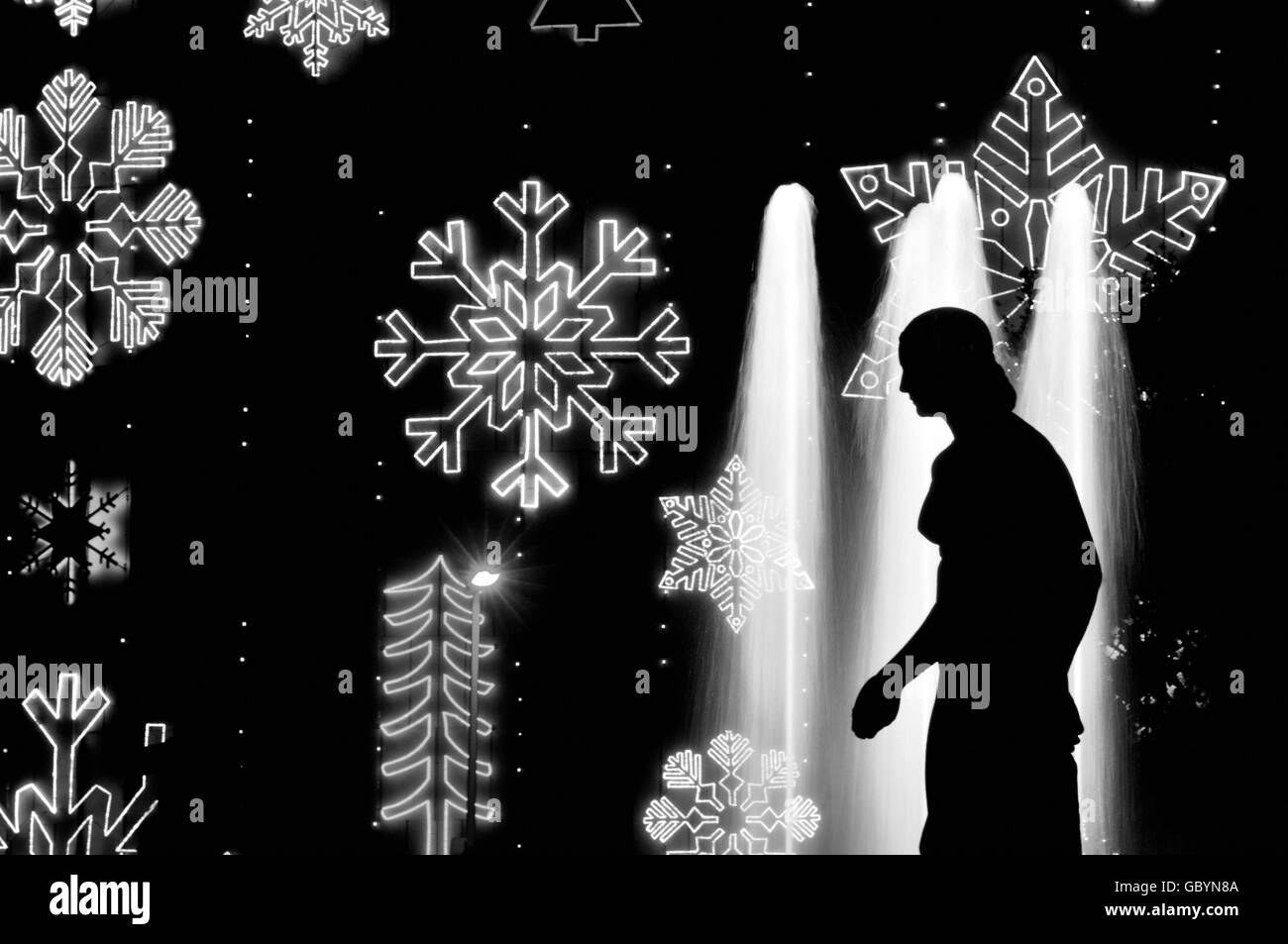 Weihnachtsbeleuchtung. Barcelona. Katalonien, Spanien Stockfoto