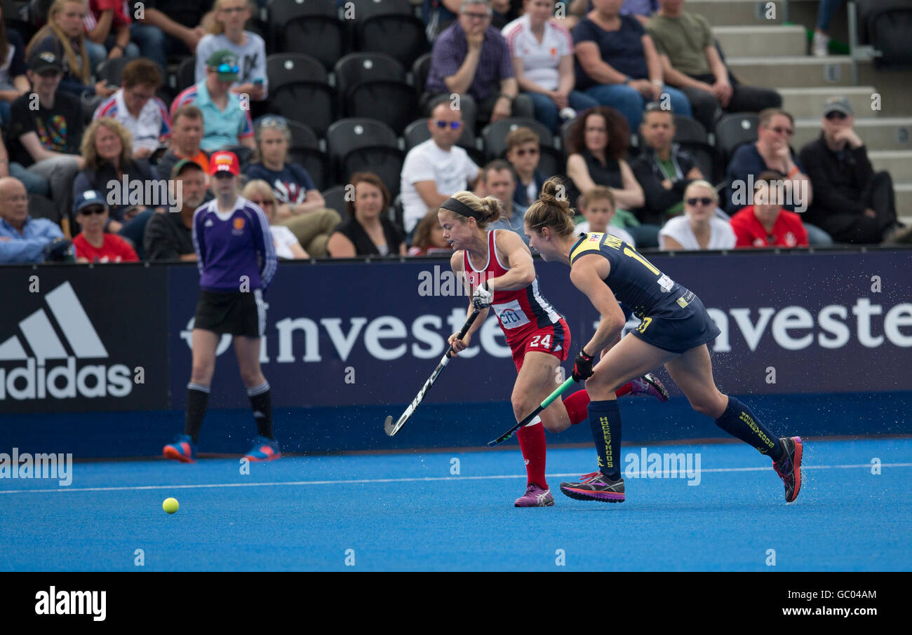 Investec Frauen Hockey Champions Trophy, Juni 2016, London. Kathleen Sharkey, USA V Australien Stockfoto