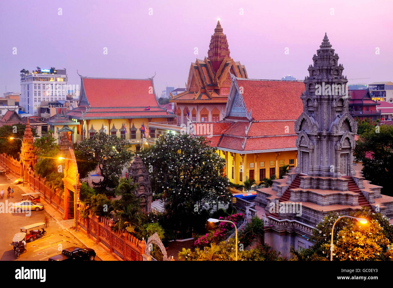 Wat Ounalom von oben, Phnom Penh, Kambodscha Stockfoto
