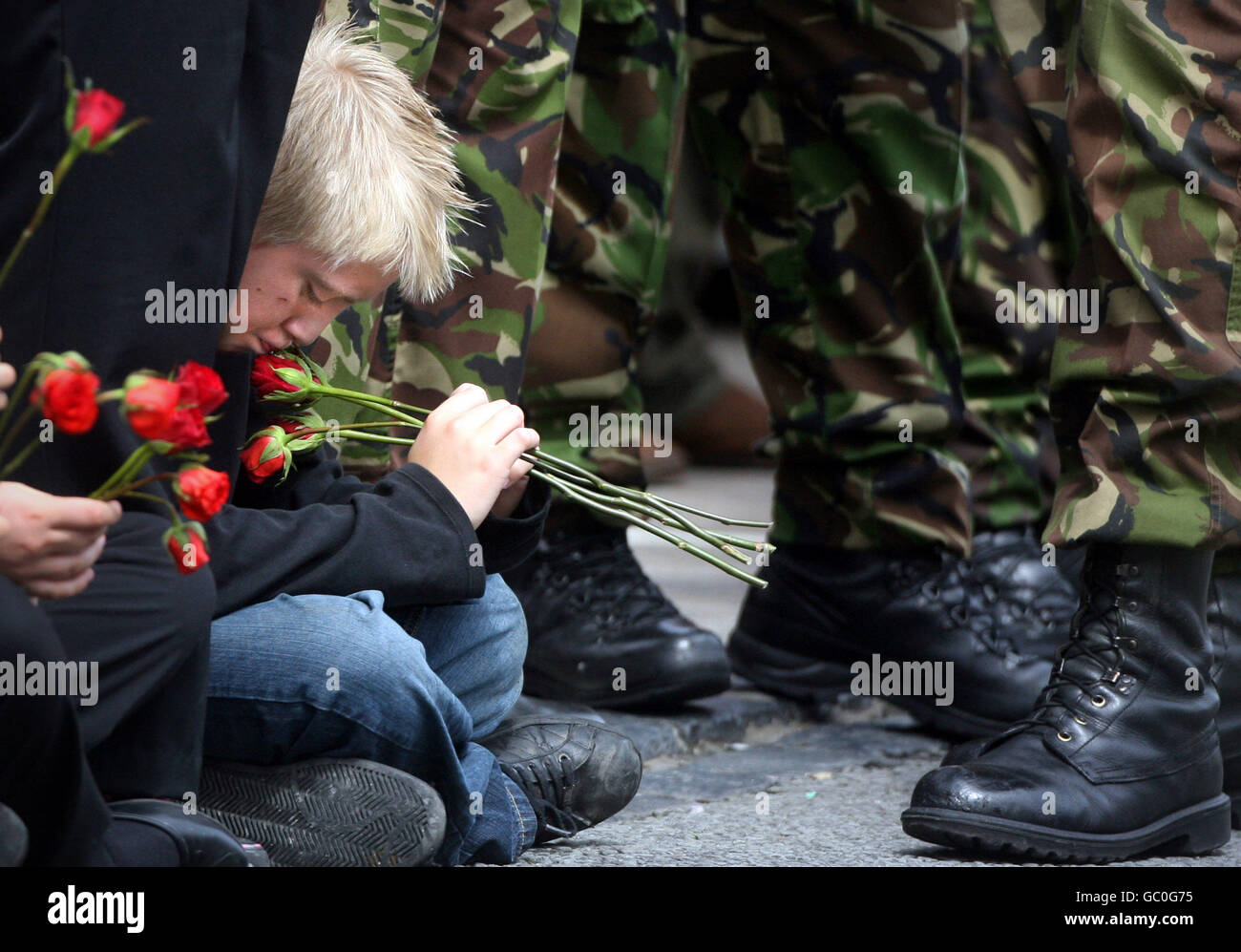 Rückführung von toten Soldaten Stockfoto