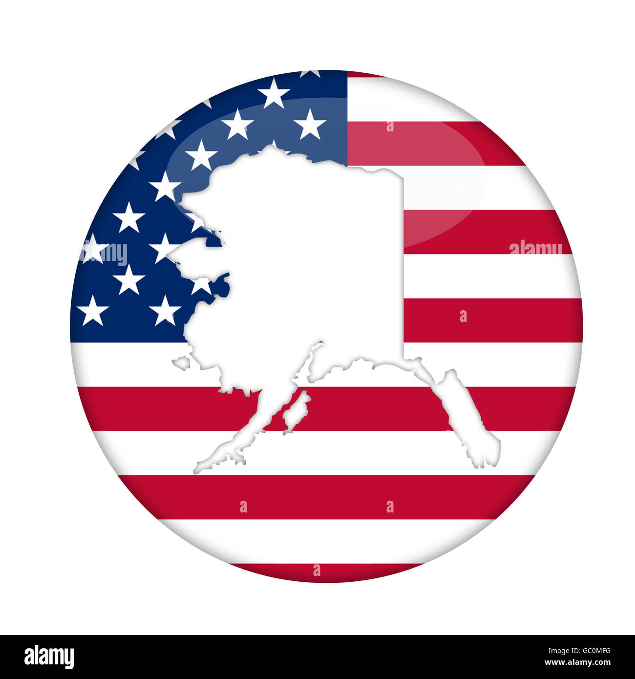 Alaska Zustand von Amerika Abzeichen isoliert auf einem weißen Hintergrund. Stockfoto