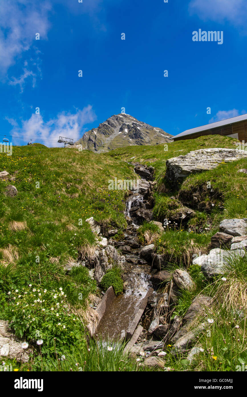 Die Berge rund um Verbier in der Schweiz im Sommer Stockfoto