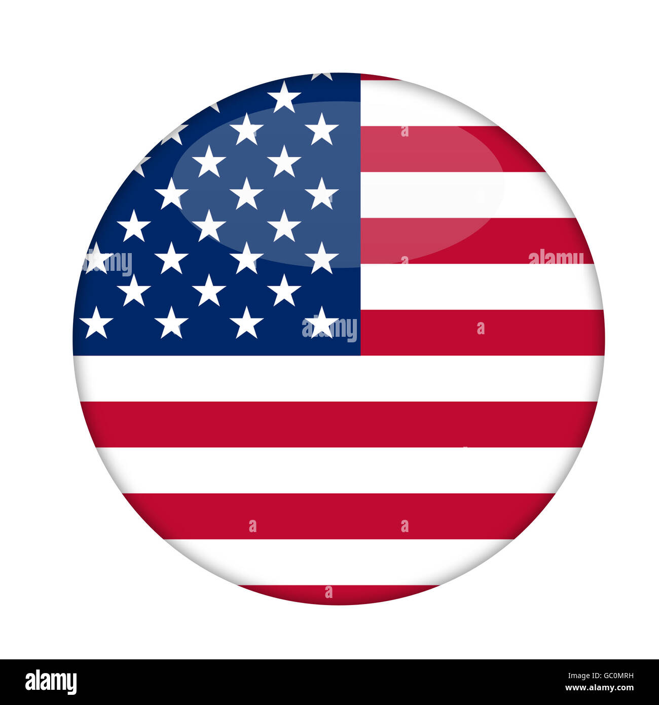 Amerikanische Stars And Stripes Abzeichen isoliert auf einem weißen Hintergrund. Stockfoto