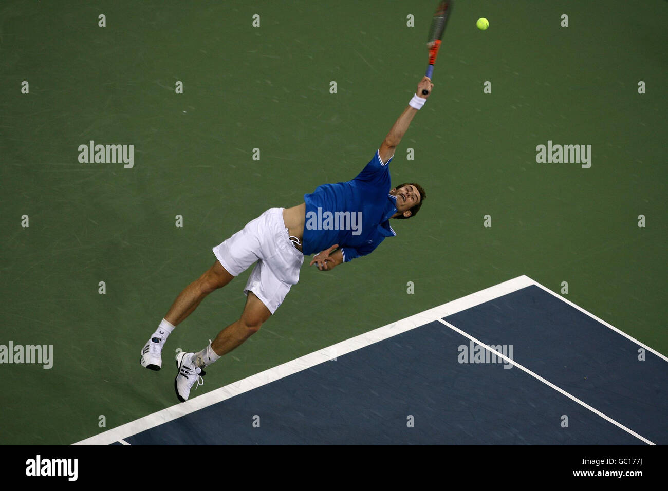 Der britische Andy Murray in Aktion am siebten Tag der US Open in Flushing Meadows, New York. Stockfoto