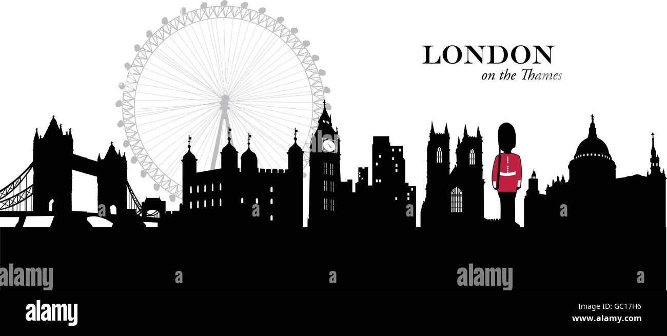 Vektor-Illustration auf die Skyline von London, England Stock Vektor