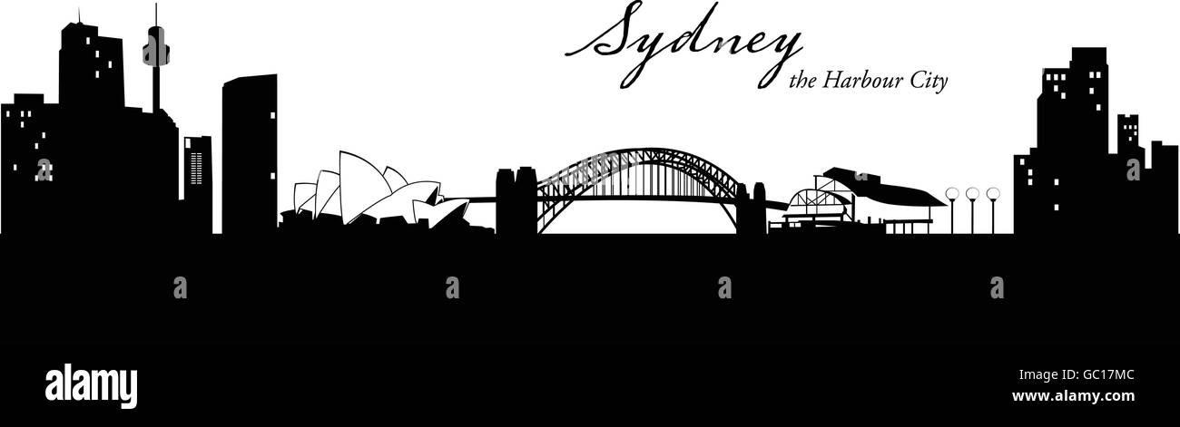 Vektor-Illustration auf die Skyline von Sydney, Australien Stock Vektor
