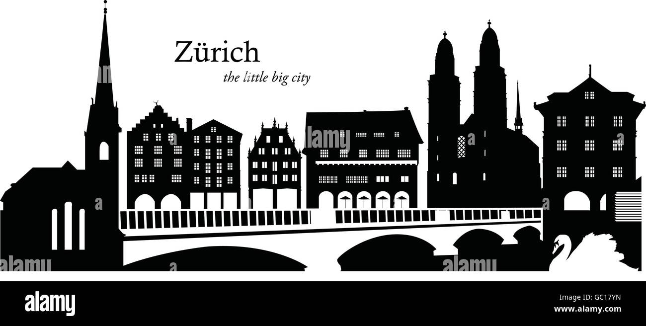 Vektor-Illustration auf die Skyline von Zürich, Schweiz Stock Vektor