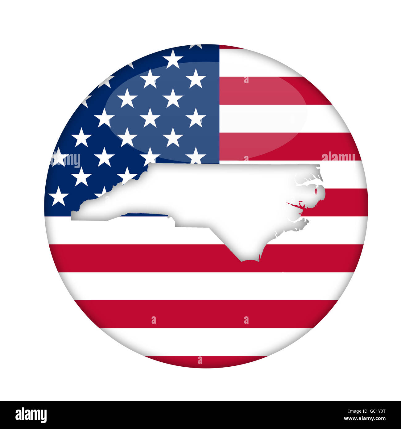 North Carolina Staat von Amerika Abzeichen isoliert auf einem weißen Hintergrund. Stockfoto
