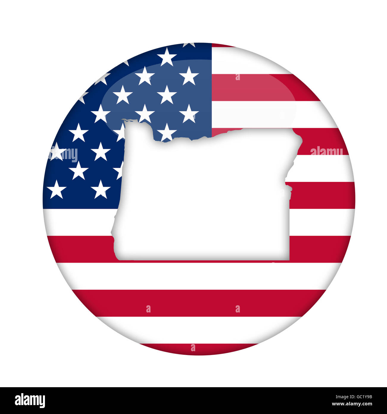 Oregon Zustand von Amerika Abzeichen isoliert auf einem weißen Hintergrund. Stockfoto