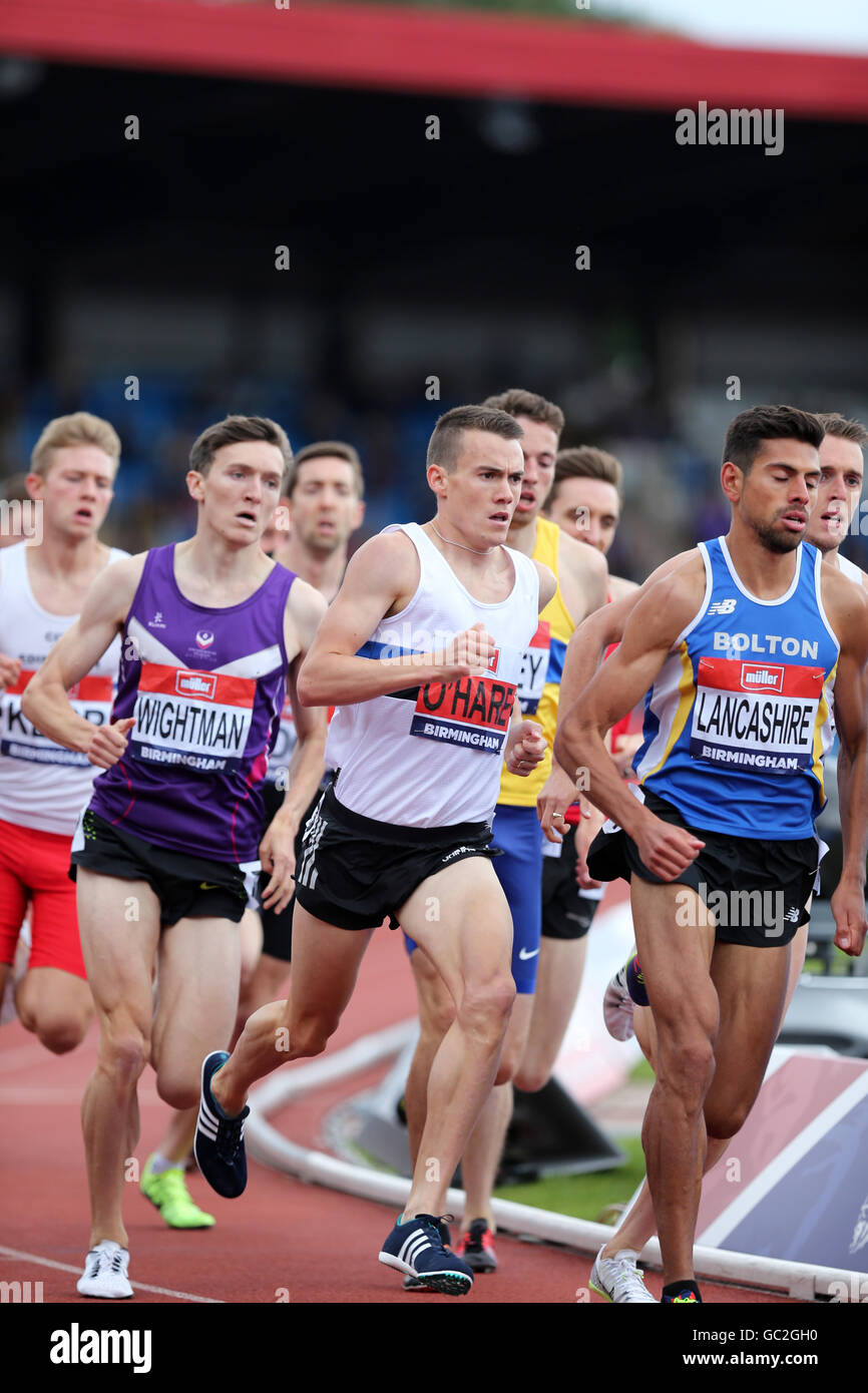 Jake WIGHTMAN, Chris O' Hare & Tom LANCASHIRE, 1500 m Männer - Finale, 2016 britischen Meisterschaften, Birmingham Alexander Stadion UK. Stockfoto