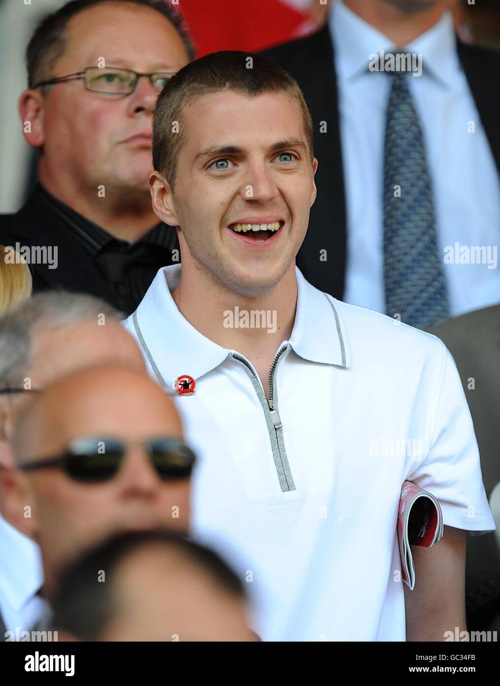 Fußball - Barclays Premier League - Liverpool / Burnley - Anfield. Liverpool-Fußballfan Michael Shields, in den Tribünen vor dem Start Stockfoto
