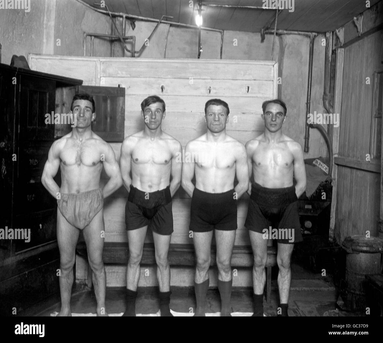 Boxen - British Lightweight Boxers. Britische Leichtgewicht-Boxer, von links nach rechts; Ernie Right, Seaman Smith, Jack Josephs und Tommy Phillips Stockfoto