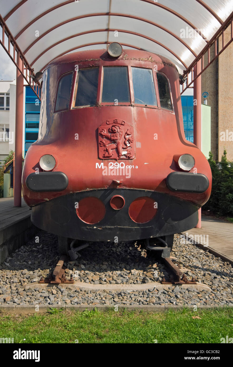 Bahn Triebwagen M 290,0, Tatra 68, aka Slovenska Strela, hergestellt im Jahre 1936 für die Tschechoslowakischen Staatsbahnen auf dem Display an Stockfoto