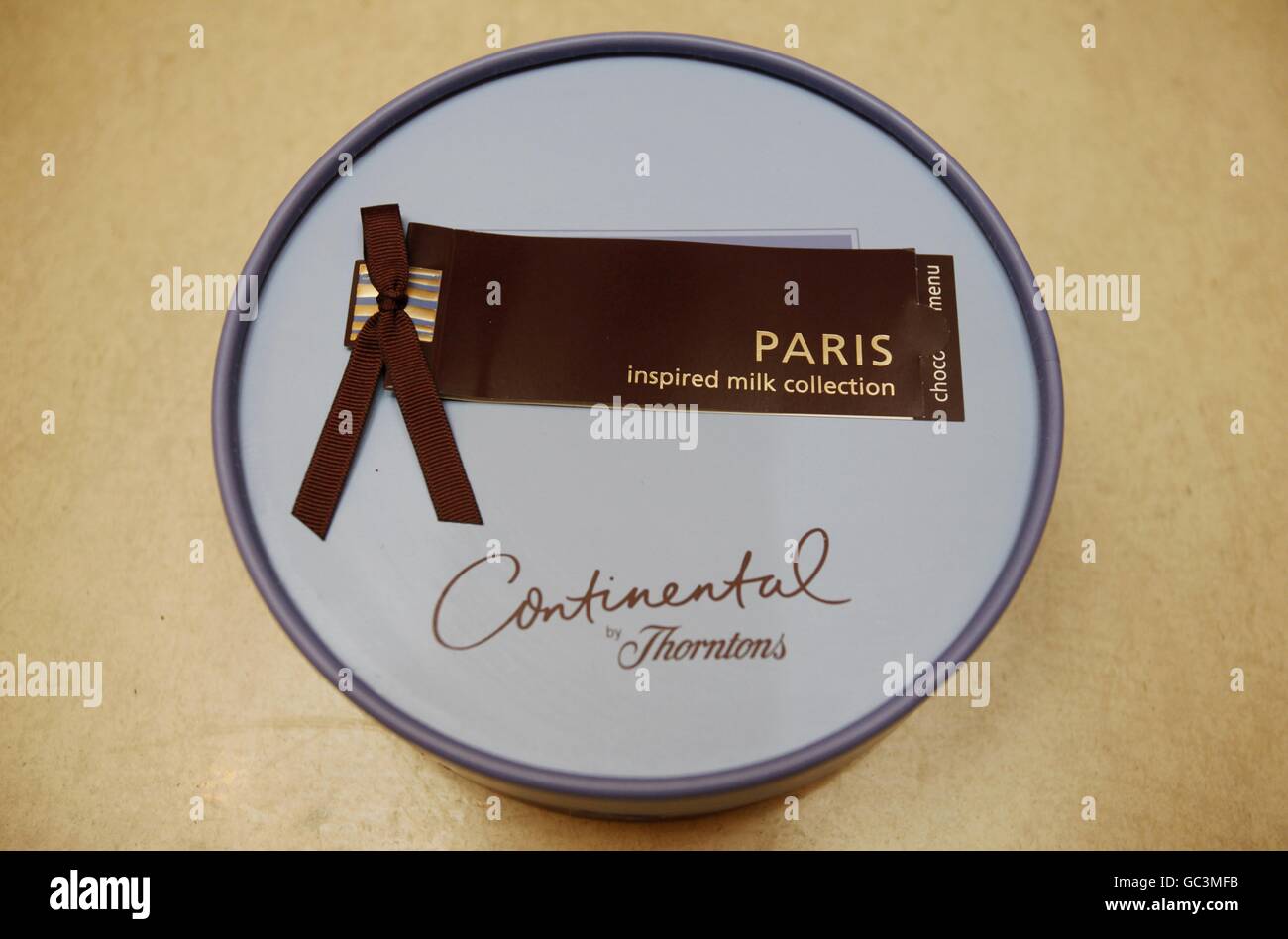 Ein Überblick über die im September 2009 gestartete Thorntons Continental Paris City Box Collection. Stockfoto