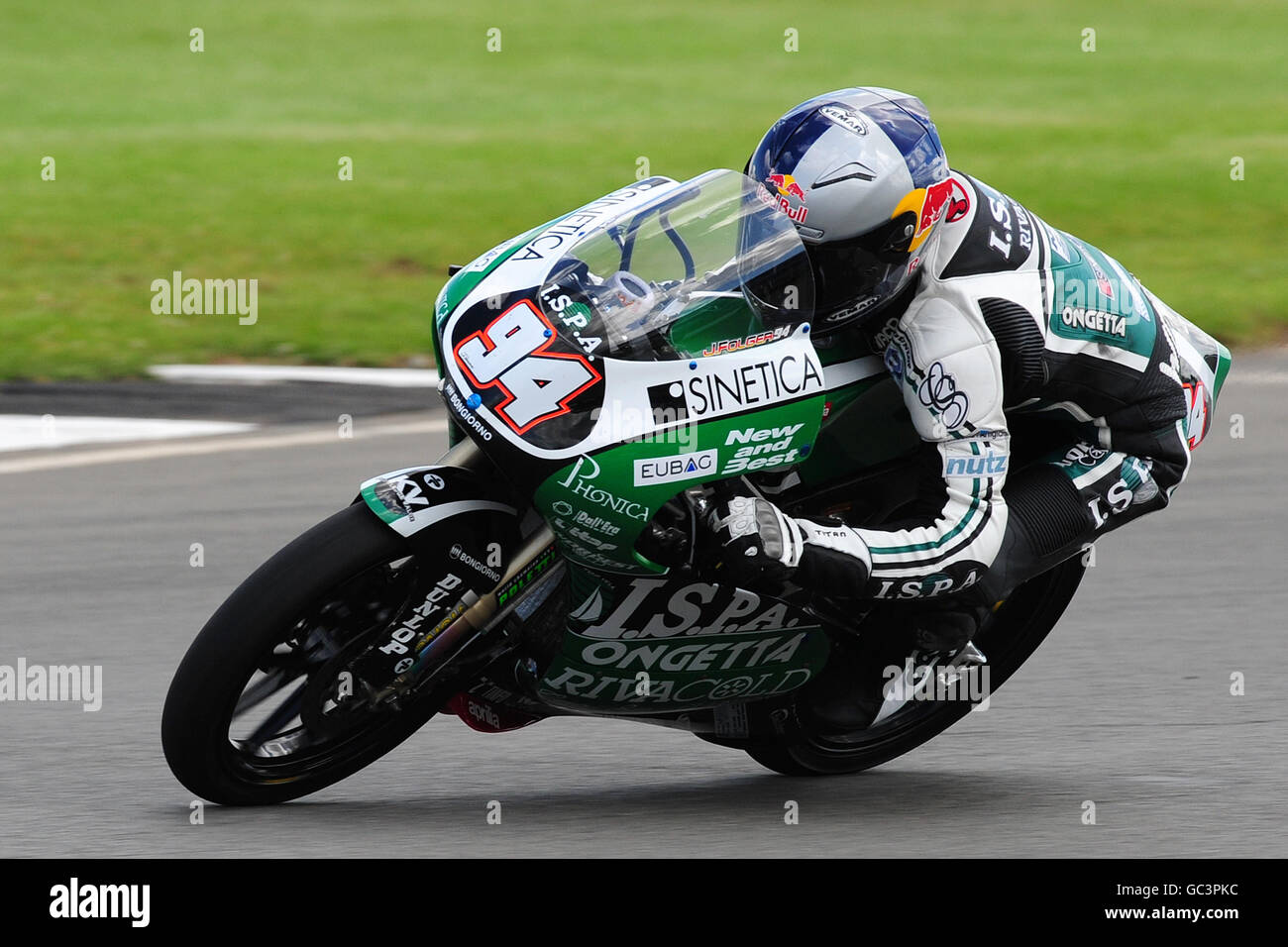 Jonas Folger von Ongetta ISPA während des Qualifyings während des Grand Prix von Großbritannien im Donington Park, Castle Donington. Stockfoto