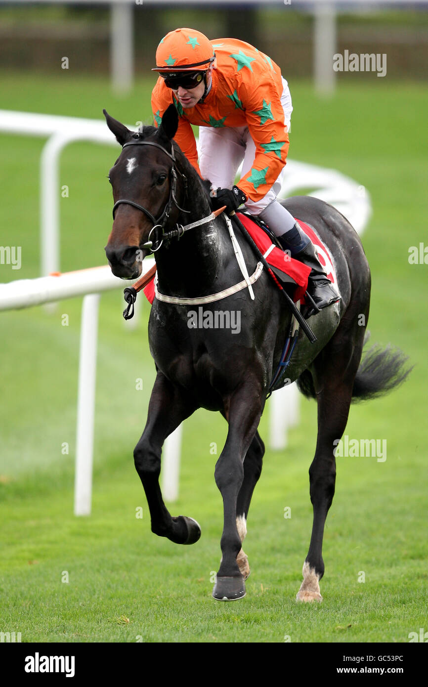 Pferderennen - The Racing Post Trophy - Erster Tag - Doncaster Racecourse. Jockey Jean Pierre Guillambert über Whippers Liebe nach dem Racing & Football Outlook Kinderzimmer Handicap Stockfoto