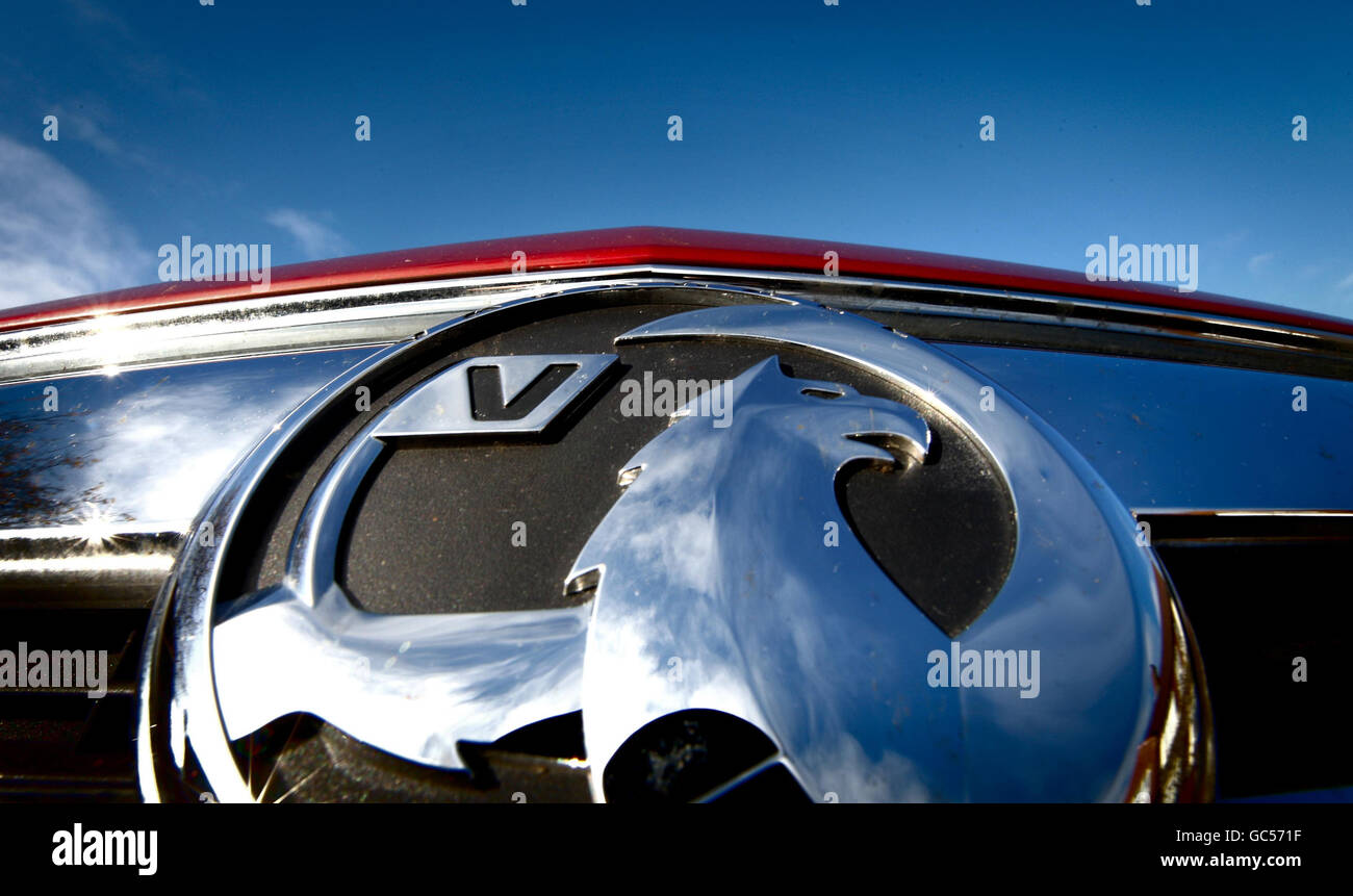 Ein Vauxhall-Abzeichen auf einem Auto heute, da die Regierung sucht dringende Gespräche mit General Motors nach der dramatischen Entscheidung des Auto-Riesen, Pläne für den Verkauf Vauxhall, ein Schritt von Gewerkschaftsführern begrüßt zu streichen. Stockfoto