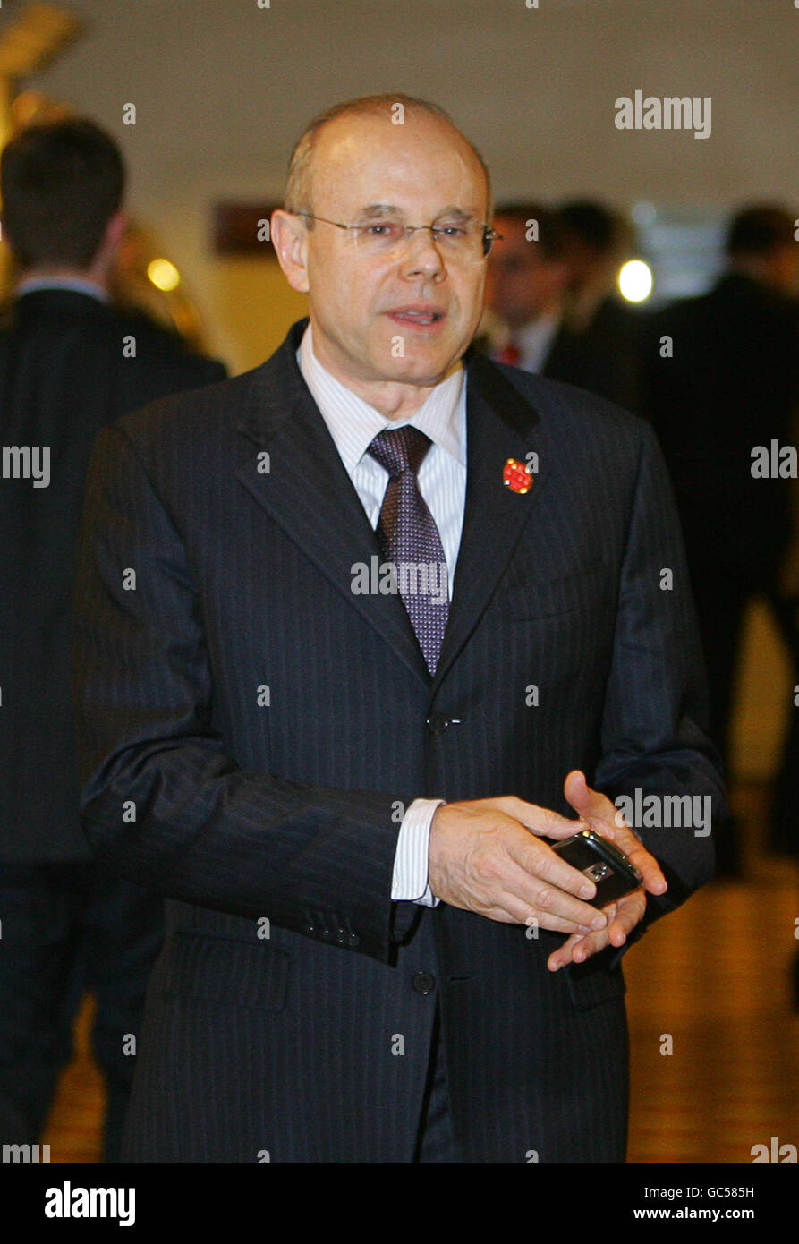 Der brasilianische Finanzminister Guido Mantega trifft im Rahmen des Treffens der Finanzminister und Zentralbankgouverneure der G20 zum Abendessen im Fairmont Hotel in St. Andrews, Schottland, ein. Stockfoto