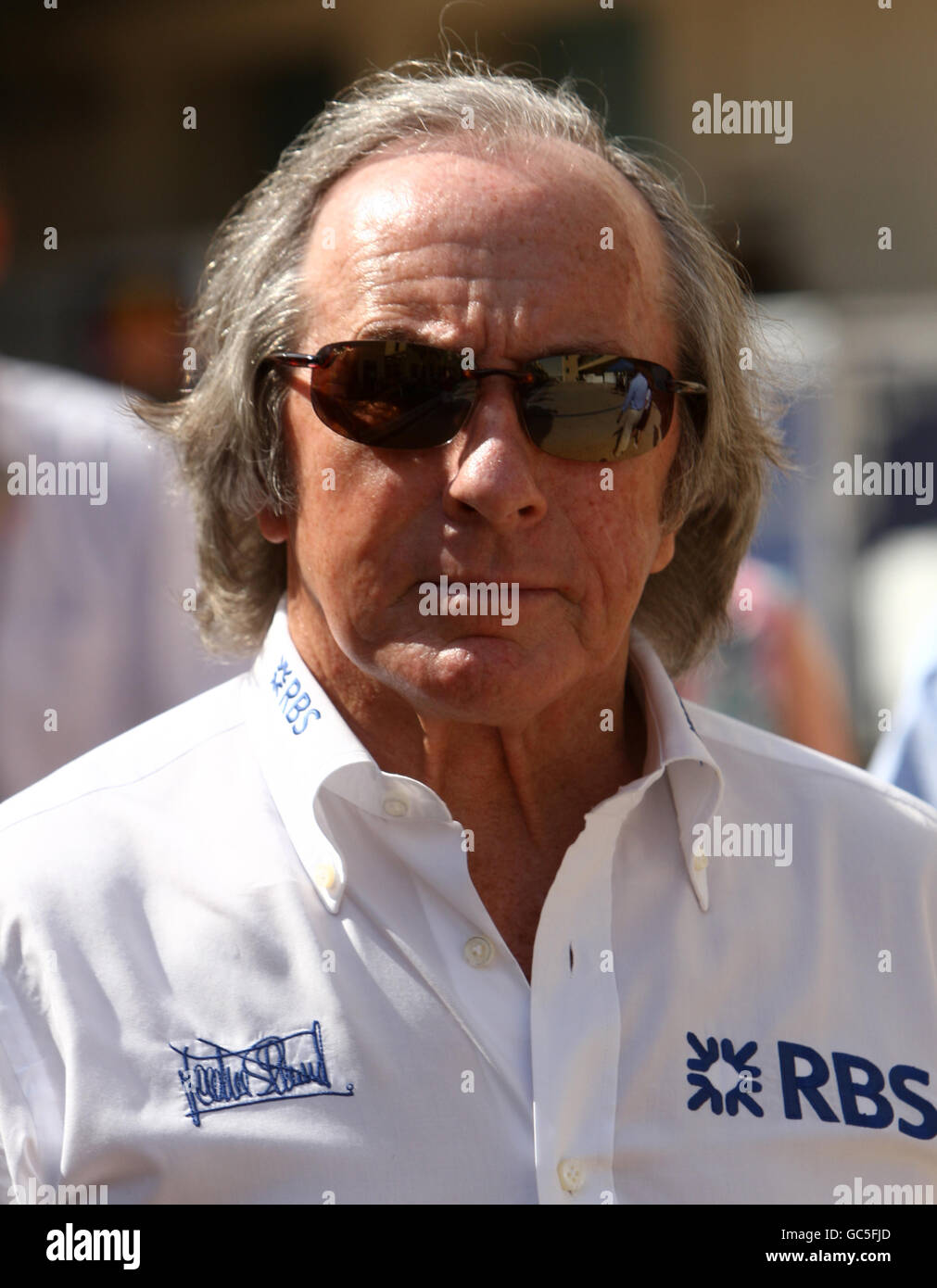 Ehemaliger F1-Pilot Sir Jackie Stewart vor dem Grand Prix von Abu Dhabi. Der Gewinner von drei World Driver's Championships, Stewart gilt als einer der größten Rennfahrer in der Geschichte des Formel-1-Rennens. Stockfoto